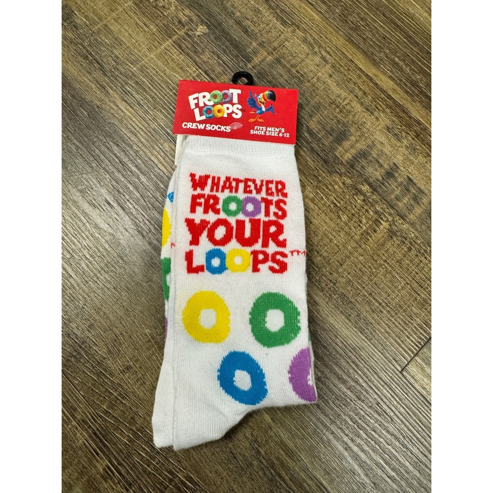 Kellogg's Froot Loops Whatever Froots Your Loops Crew Socks Mens 6-12 White New